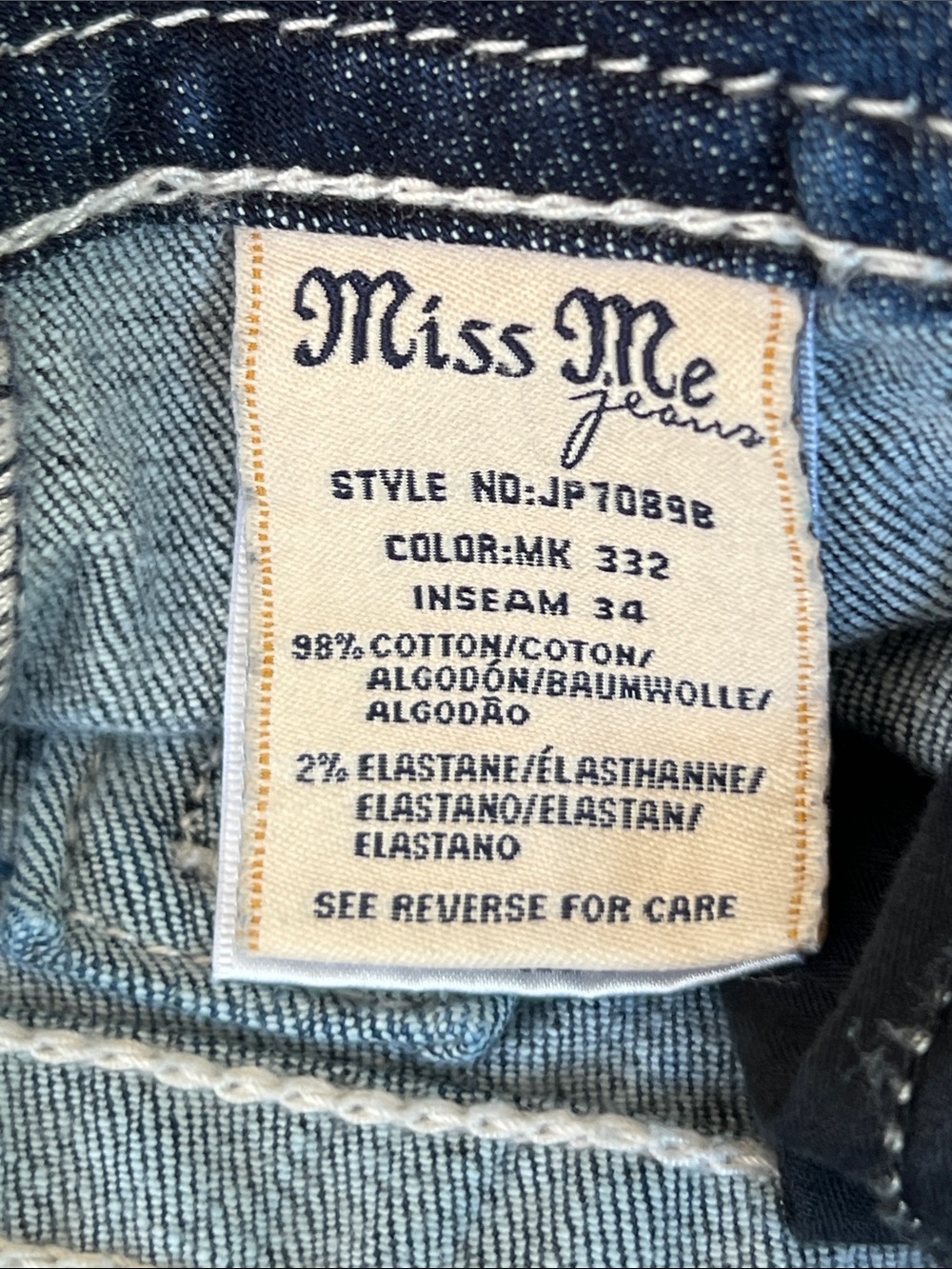 Miss Me Dark Blue Embellished Wide Leg Jeans - Picture 6 of 9
